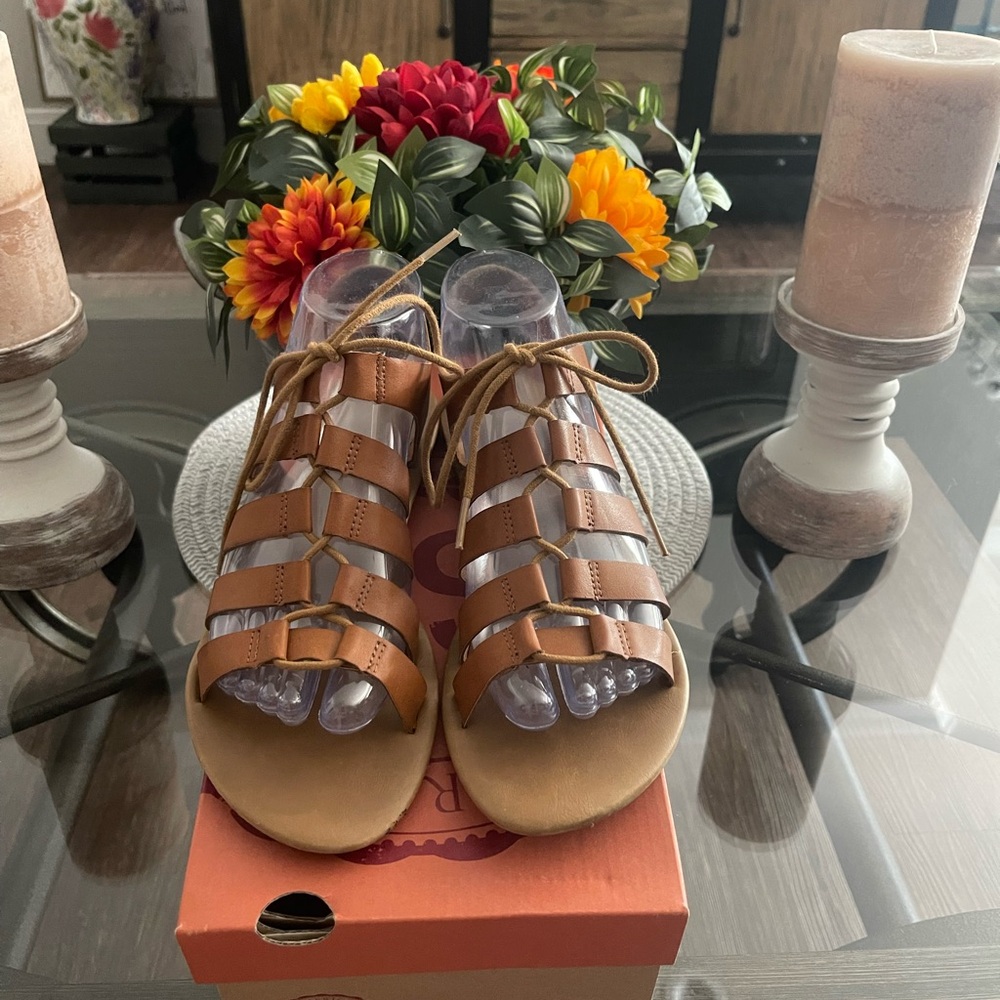 SO Cognac Gladiator Sandals Size 7.5